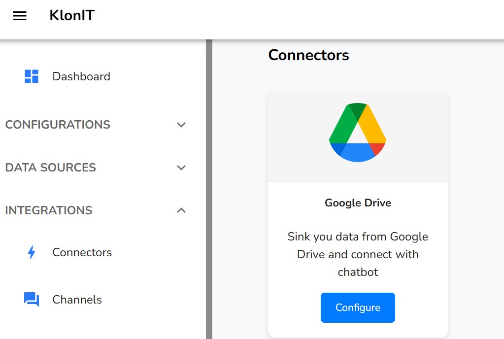 Connect to Google Drive button