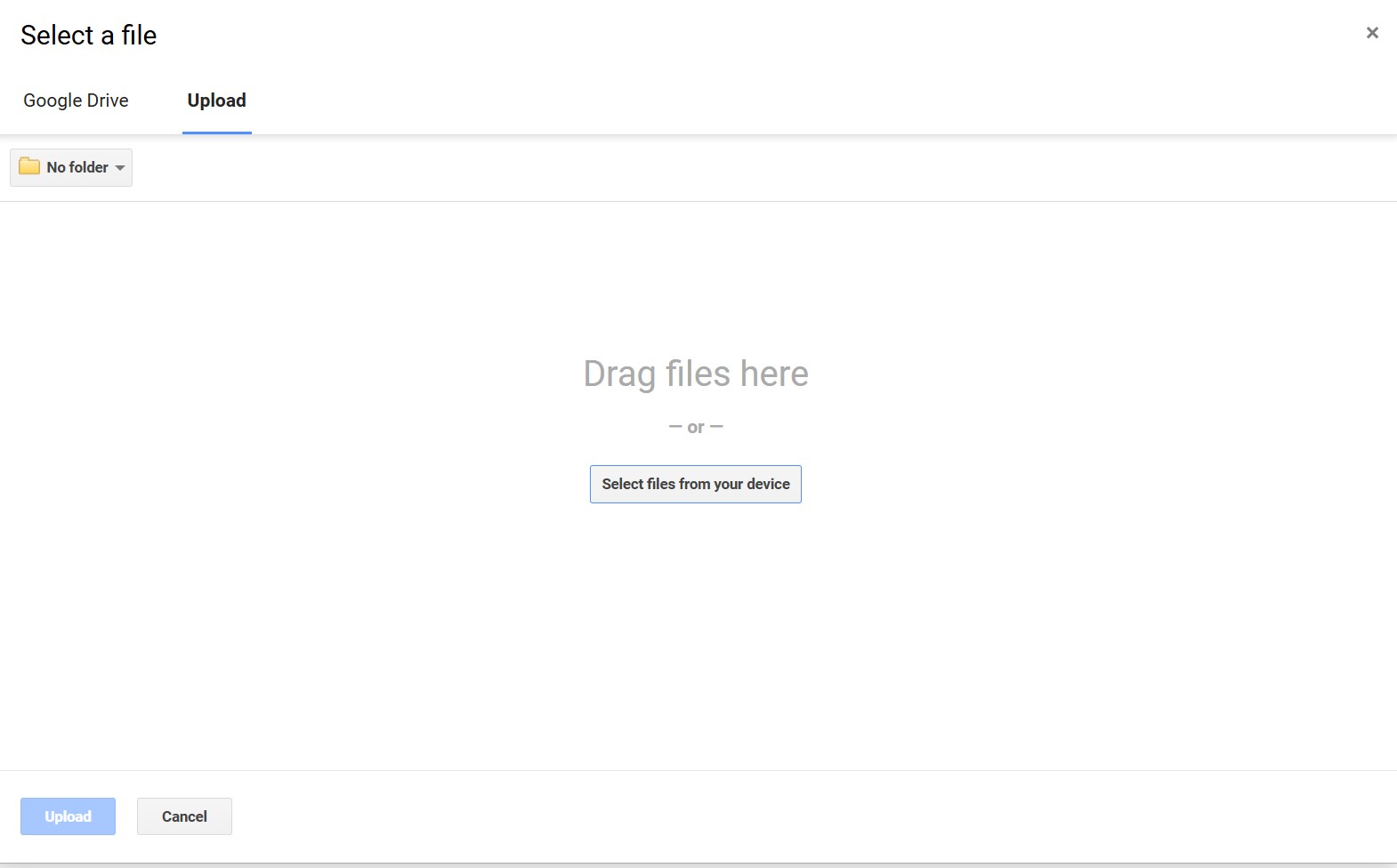Google Drive Picker interface