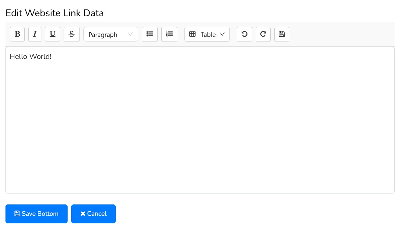 Modal window for editing knowledge content