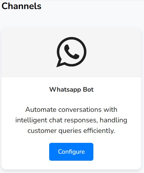 WhatsApp Bot integration configuration page